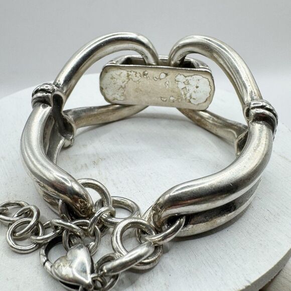 BRIGHTON Chunky Cable Heavy Silver Plated Bracelet   7'' Modernist - Picture 3 of 10